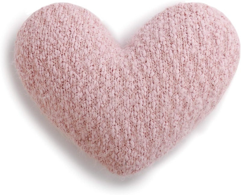 DEMDACO Pale Pink Soft Heart Shaped 10 x 11 inch Plush Polyester Decorative Throw Giving Pillow - Image 2