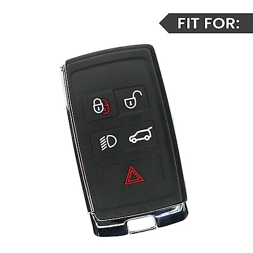 Keyzone Dual Leather Key Cover for Range Rover: Sport, Evoque, Velar, Discovery, Defender (2018, 2019, 2020, 2021) 5 Button Smart Key (Black-Brown) - Image 2