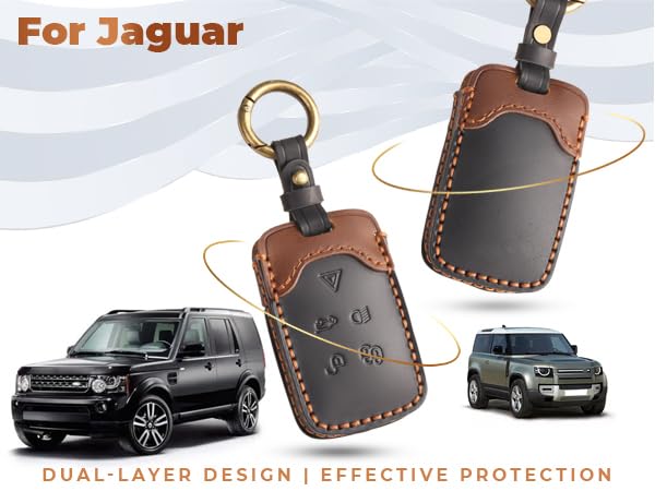 Keyzone Dual Leather Key Cover for Range Rover: Sport, Evoque, Velar, Discovery, Defender (2018, 2019, 2020, 2021) 5 Button Smart Key (Black-Brown) - Image 5