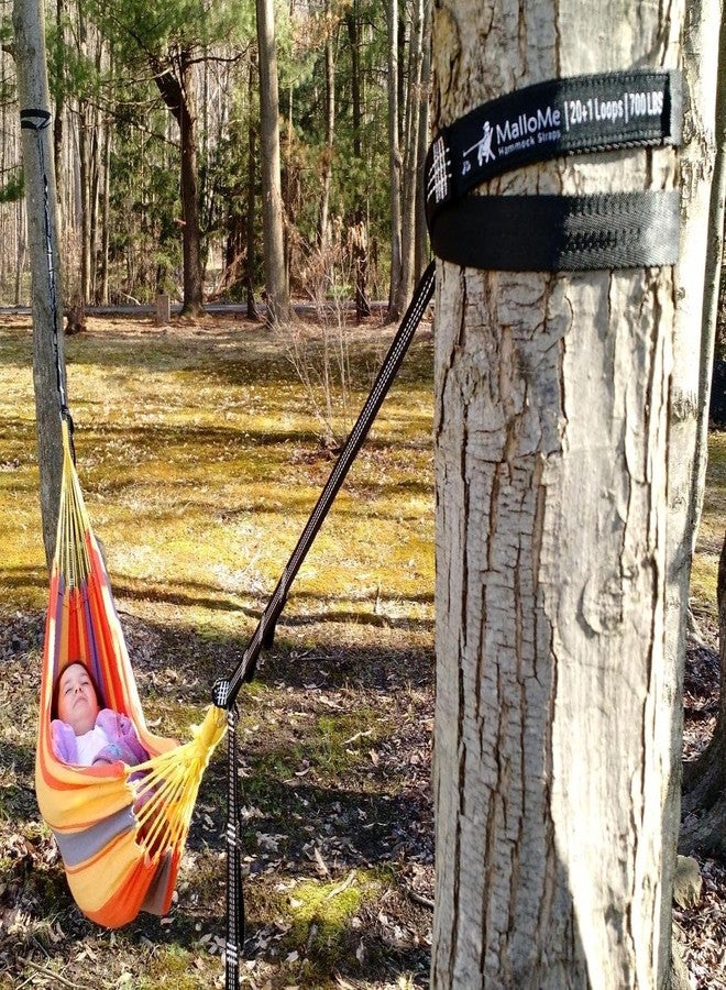 MalloMe XL Hammock Straps - Hammock Tree Straps Set (2 Strap Included 500 lbs Each) 26 Loops & 100% No Stretch Suspension System Kit Camping Hammocks Accessories - Carabiners NOT Included (Black) - Image 5