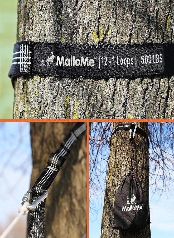 MalloMe XL Hammock Straps - Hammock Tree Straps Set (2 Strap Included 500 lbs Each) 26 Loops & 100% No Stretch Suspension System Kit Camping Hammocks Accessories - Carabiners NOT Included (Black) - Image 3