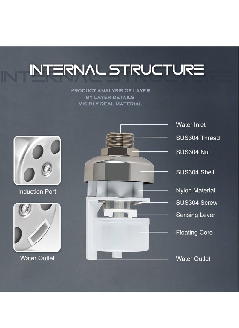 Automatic Water Level Control Float Valve, 304 Stainless Steel Mini Float Valve, Suitable for Water Trough Stock Tank Pool - Image 3