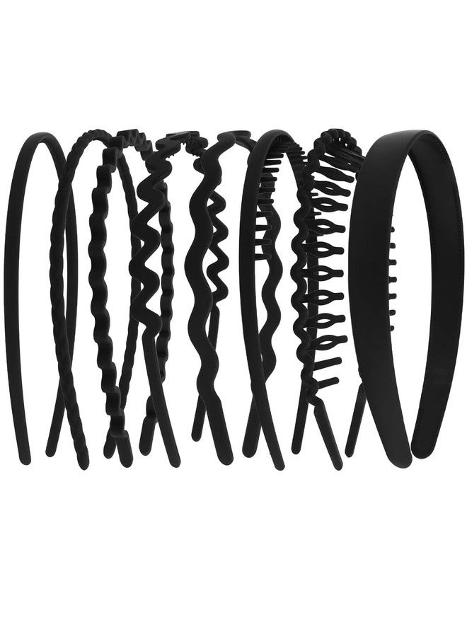 كافتي مجموعة CAVETEE من 8 قطع من عصابات الرأس بتصاميم مختلفة للنساء، عصابات رأس بأسنان مانعة للانزلاق، إكسسوارات شعر للنساء والرجال (أسود، مقاس واحد) - Image 1