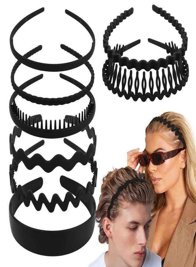 كافتي مجموعة CAVETEE من 8 قطع من عصابات الرأس بتصاميم مختلفة للنساء، عصابات رأس بأسنان مانعة للانزلاق، إكسسوارات شعر للنساء والرجال (أسود، مقاس واحد) - Image 2