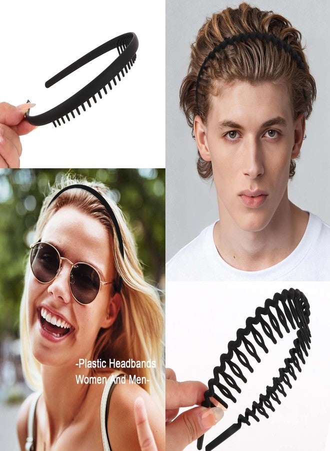 كافتي مجموعة CAVETEE من 8 قطع من عصابات الرأس بتصاميم مختلفة للنساء، عصابات رأس بأسنان مانعة للانزلاق، إكسسوارات شعر للنساء والرجال (أسود، مقاس واحد) - Image 3