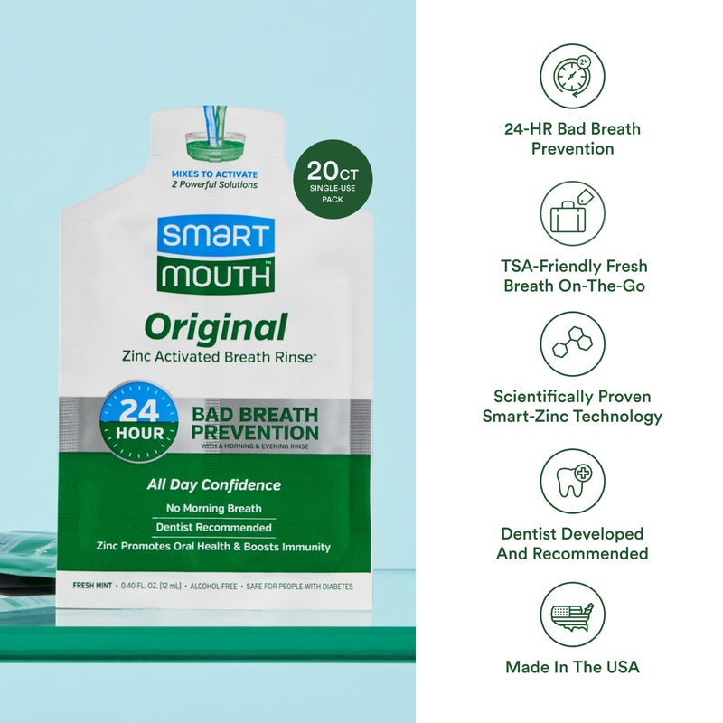 SmartMouth Original Activated Mouthwash Single Packs, Travel Mouthwash, Fresh Mint - Image 4