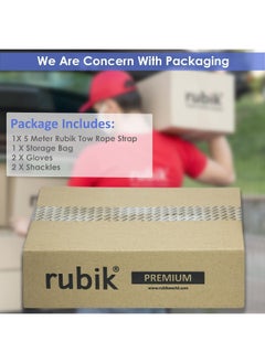 Rubik Rubik Tow Rope Strap 5 Meter 8 Ton Load For All Car SUV Truck 4x4 Recovery Traction Rope Double Layer Thick Powerful For Emergency Pulling With Reflective Strip and Gloves  - Image 4