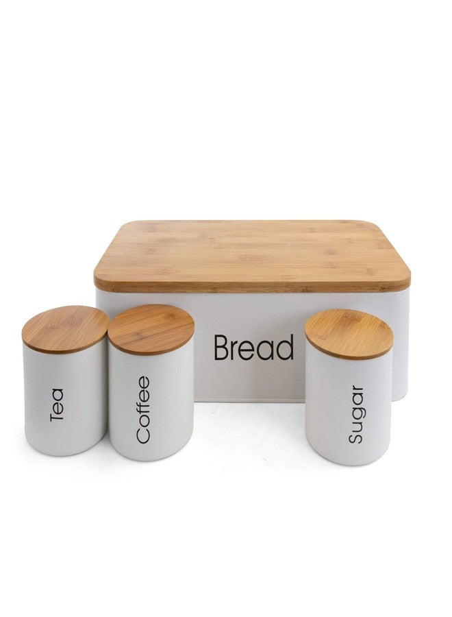 MegaChef Kitchen Food Storage and Organization 4 Piece Canister Set in White - Image 3