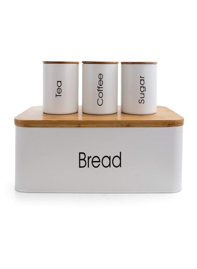 MegaChef Kitchen Food Storage and Organization 4 Piece Canister Set in White - Image 1