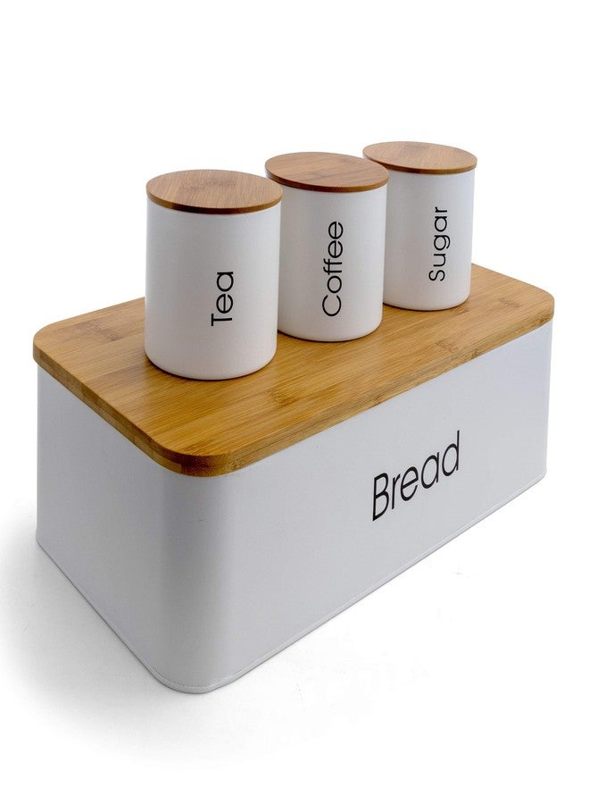 MegaChef Kitchen Food Storage and Organization 4 Piece Canister Set in White - Image 2