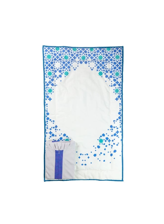 ريتال طقم صلاة نسائي من ريتال – سجادة صلاة وشرشف – فري سايز – ازرق - Image 1