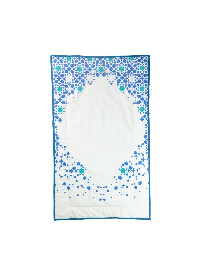 ريتال طقم صلاة نسائي من ريتال – سجادة صلاة وشرشف – فري سايز – ازرق - Image 2