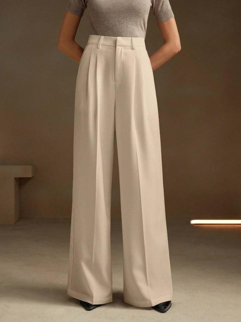 KOTTY Women's High Waist Straight Beige Pants for Office Wear (Beige,XL)-KOTTYWOMENSPANT724XL - Image 4