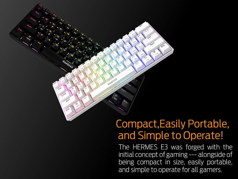 GAMDIAS 60% RGB Mechanical Gaming Keyboard with Blue Switch, RGB Backlit Mini Wired Keyboard with Blue Switches, Fully Programmable 61 Keys Compact Keyboard for Windows Laptop PC - Image 5