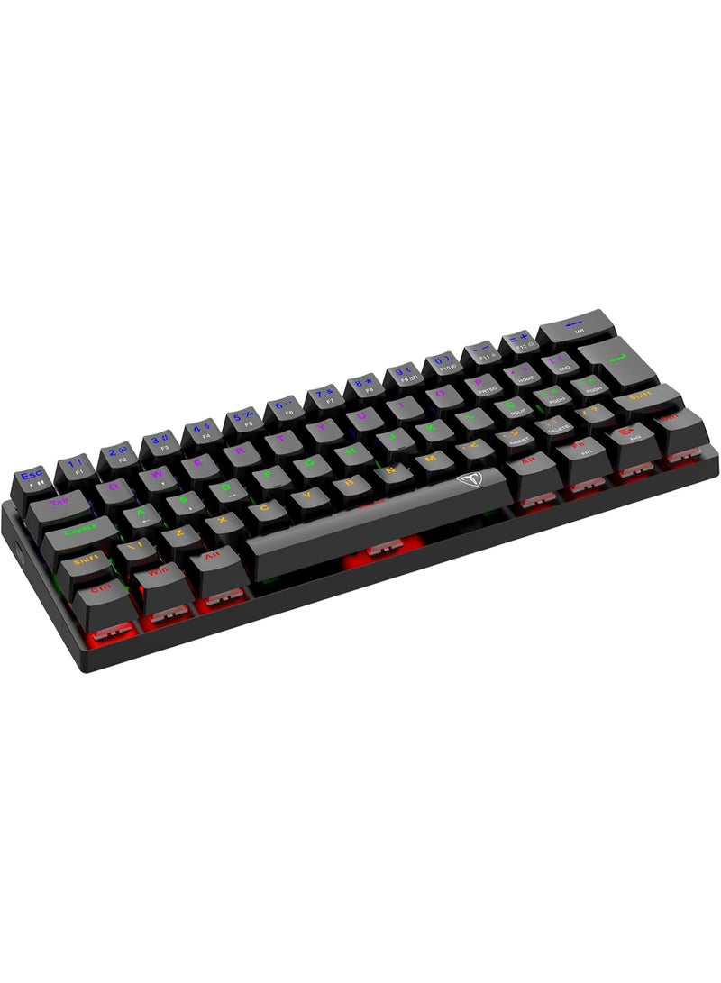 تي-داجر T-Dagger ARENA T-TGK321 60% Mechanical Gaming Keyboard (Brown Switch) - Black - Image 3