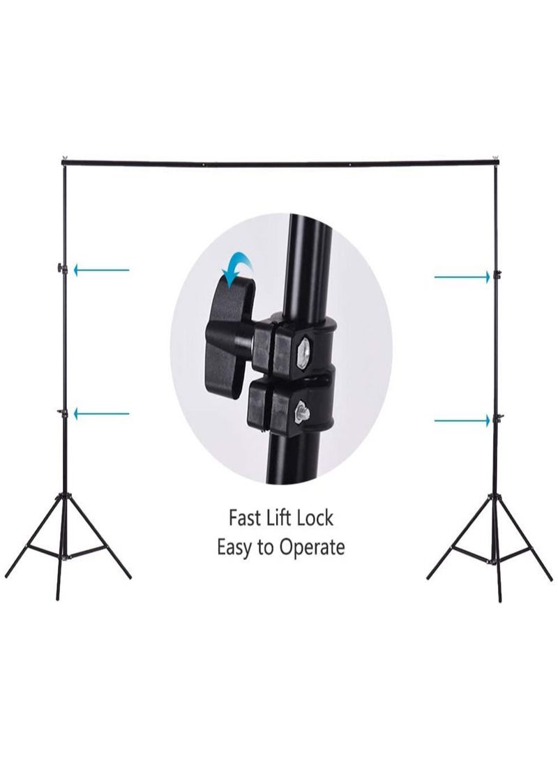 ANDOER 2x2m/ 6.6x6.6ft Studio Backdrop Stand Bracket Aluminum Alloy Adjustable Photography Background Support System with Carrying Bag 3pcs Backdrop Clamps - Image 3