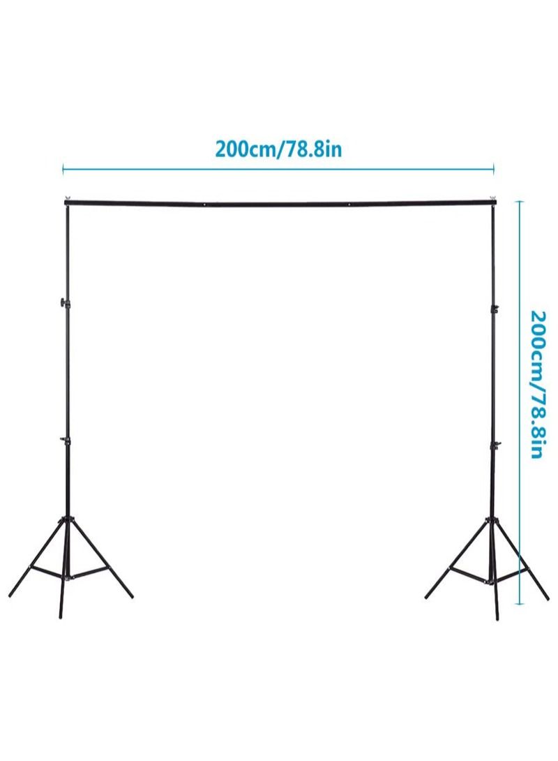 ANDOER 2x2m/ 6.6x6.6ft Studio Backdrop Stand Bracket Aluminum Alloy Adjustable Photography Background Support System with Carrying Bag 3pcs Backdrop Clamps - Image 4