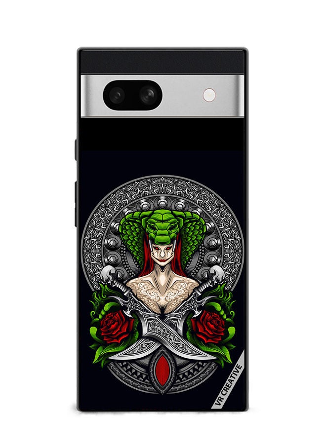 VR CREATIVE Protective Case Cover For Google Pixel 7a Snake Woman Design Multicolour - Image 1