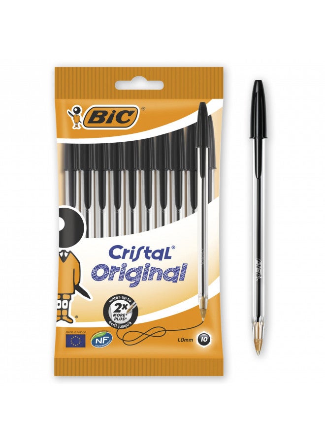 Bic 830864 BiC Cristal Original 1.0 mm Ball Pen Pack of 10,Black Packaging may Vary - Image 1