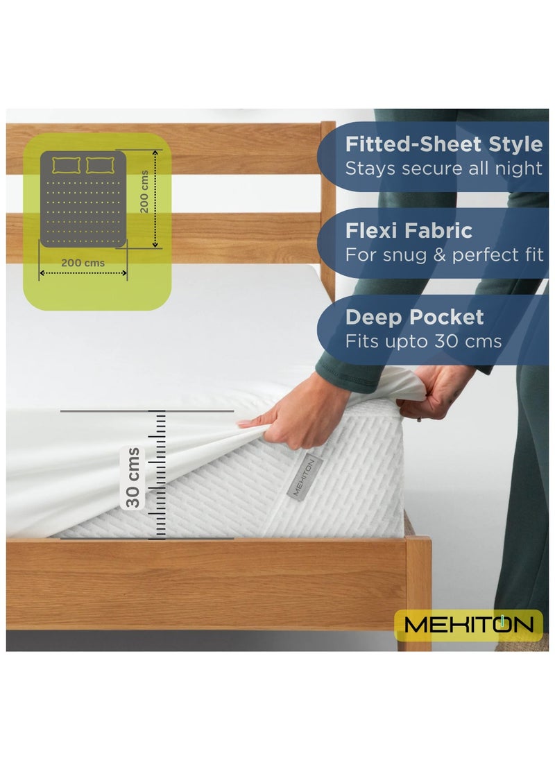 MEKITON King Size - Premium Mattress Protector - King Size 200x200+30CM - 100% Waterproof, Hypoallergenic, Bed Bug Proof, Soft & Noiseless, Breathable Fitted Mattress Cover with 30CM Deep Pocket  - Image 2