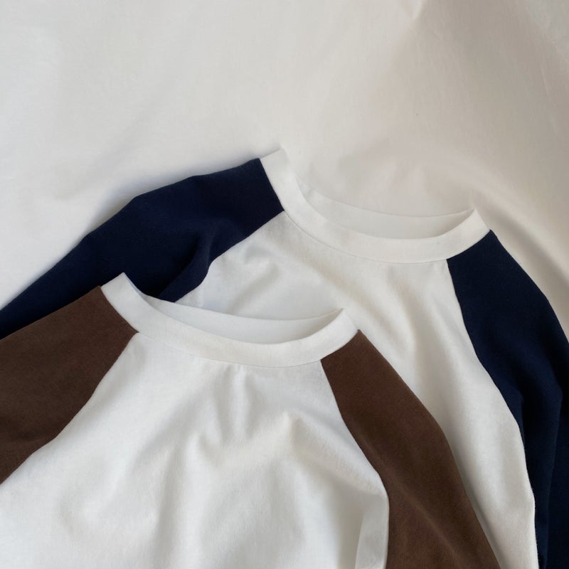 Gl-Kids K-Style Autum New Kidsren's Color-Blocked Raglan Sleeve Long-Sleeved T-Shirt for Men and Women Pure Cotton Versatile Bottoming Shirt - Image 4
