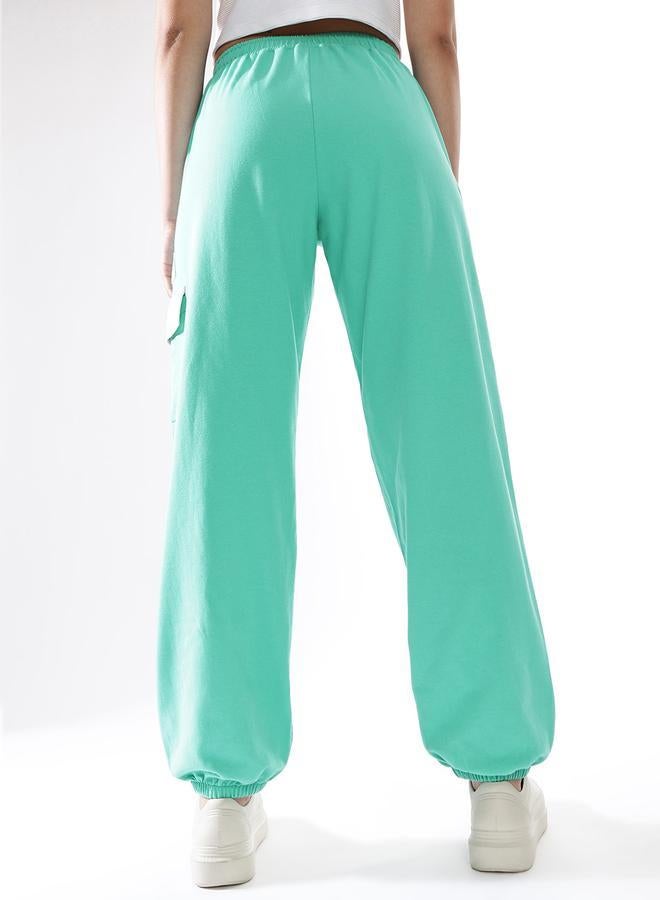 Hubberholme Women's Blue Terry Printed Regular Length Jogger Track Pant - Image 5