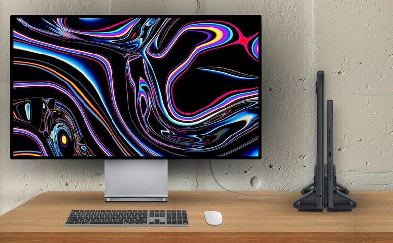 Psitek Aluminum Dual Vertical Laptop Stand Dock Holder, Supports 2 Devices, Adjustable Slot Width 15-36mm, Space-Saving Upright Storage for MacBook and Laptops - Image 2
