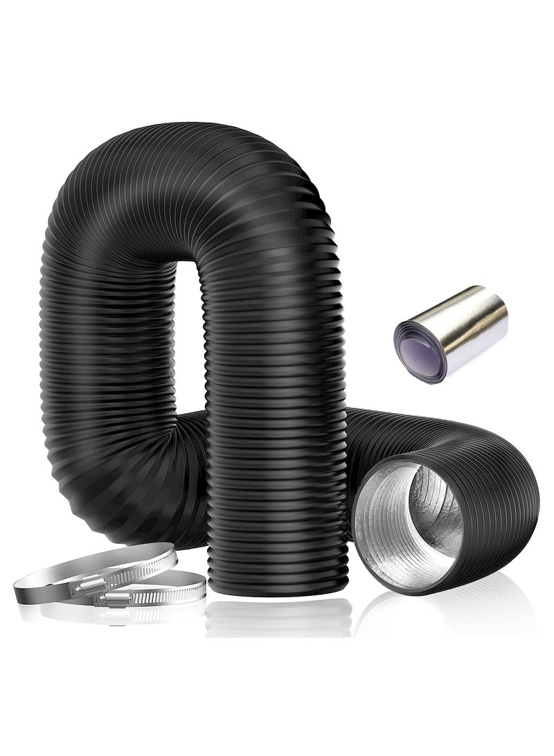 S-Color Dryer Vent Hose 150cm/5.9" Insulated Flexible Duct 3M/9.8FT with 2 Duct Clamps and 1 Meters Aluminium foil tape, Heavy-Duty Three Layer Protection for HVAC Ventilation, Duct Fan Systems(Black 5.9in 9.8FT) - Image 1