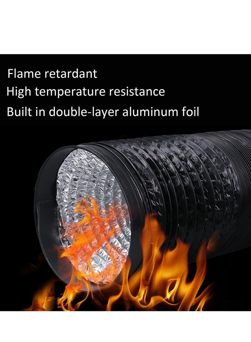 S-Color Dryer Vent Hose 150cm/5.9" Insulated Flexible Duct 3M/9.8FT with 2 Duct Clamps and 1 Meters Aluminium foil tape, Heavy-Duty Three Layer Protection for HVAC Ventilation, Duct Fan Systems(Black 5.9in 9.8FT) - Image 4