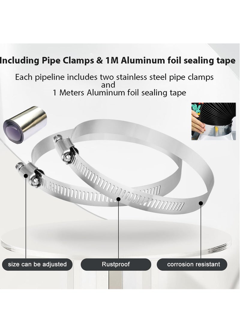 S-Color Dryer Vent Hose 150cm/5.9" Insulated Flexible Duct 3M/9.8FT with 2 Duct Clamps and 1 Meters Aluminium foil tape, Heavy-Duty Three Layer Protection for HVAC Ventilation, Duct Fan Systems(Black 5.9in 9.8FT) - Image 5