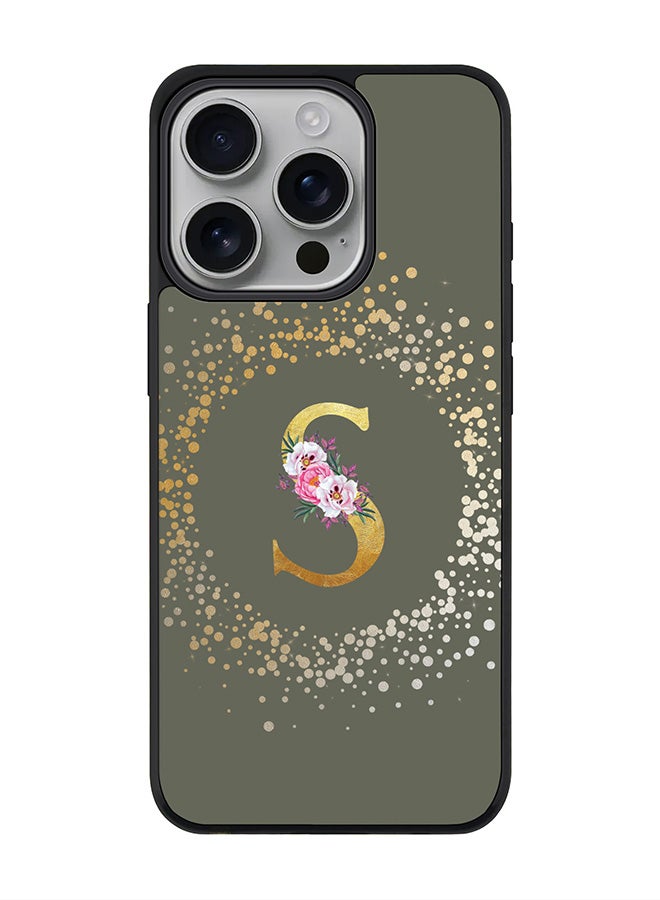 Stylizedd For iPhone 16 Pro Case [Compatible with MagSafe] Slim Magnetic cover Phone Case iPhone 16 Pro -Custom Monogram Floral - S (Olive Green ) - Image 1