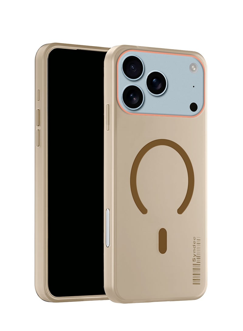 سيندي غطاء أنيق لهاتف آبل آيفون 17 برو ماكس 5G 2025 من سلسلة سندي الهجينة الشفافة مع شحن مغناطيسي وحواف مرتفعة لكاميرا - بني - Image 1