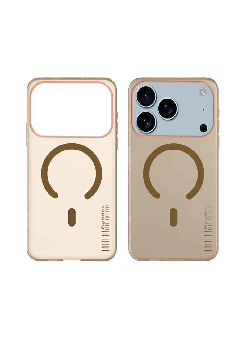 سيندي غطاء أنيق لهاتف آبل آيفون 17 برو ماكس 5G 2025 من سلسلة سندي الهجينة الشفافة مع شحن مغناطيسي وحواف مرتفعة لكاميرا - بني - Image 2