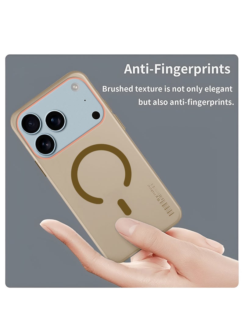 سيندي غطاء أنيق لهاتف آبل آيفون 17 برو ماكس 5G 2025 من سلسلة سندي الهجينة الشفافة مع شحن مغناطيسي وحواف مرتفعة لكاميرا - بني - Image 4