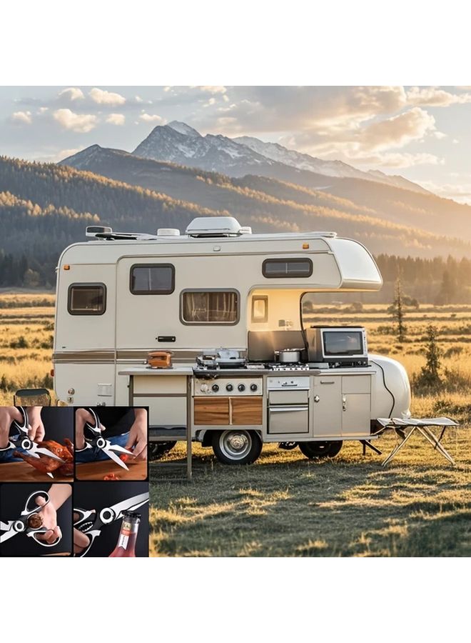 Multifunctional Scissors For Kitchen Camping Outdoor Food Pizza Salad And Beer Bottle Opener - Image 5