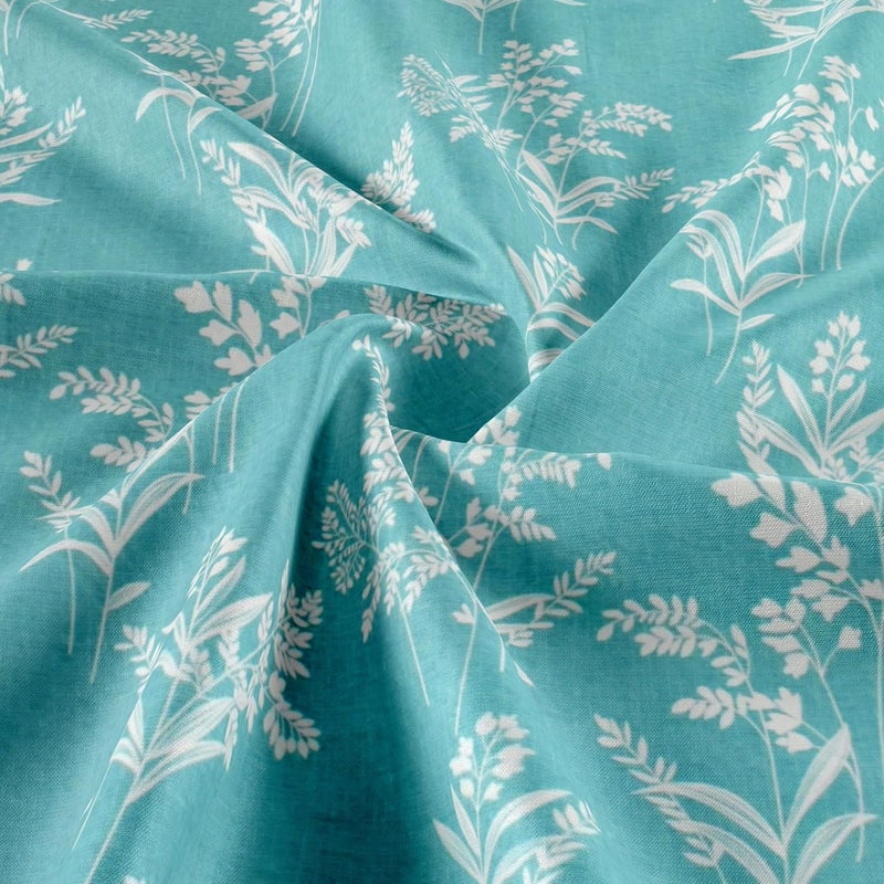VOMZER VOMZER Premium Printed 100 Glace Cotton Diwan Set 8 Pieces 1 Single bedsheet 5 Cushions Covers and 2 Bolster Covers Aqua Floral  - Image 4