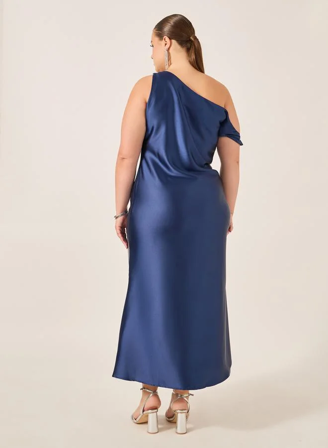 Styli Asymmetric Satin Dress
