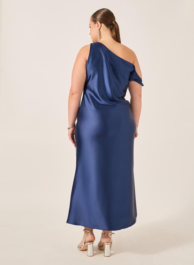 ستايلي فستان ساتان غير متماثل - Image 5