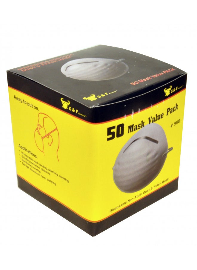 G & F Products G & F 9118 Disposable Non-Toxic Dust and Filter Mask for cleaning, 50 Mask Value Pack  - Image 2