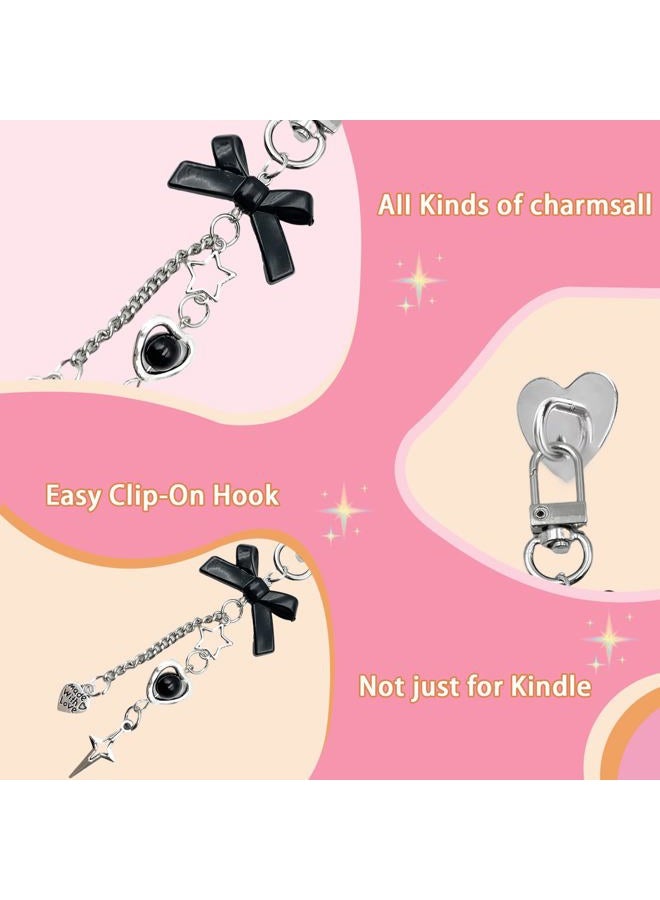 JINGSEN Cute Charms Set for Kindle,Including Dust Plug Charm Type C/USB C,Star Grip Holder,Bling Keychains with Hook,Charms Compatible for Kindle/E-Reader/Phone(Black) - Image 4