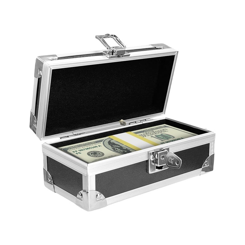 MOASIOP Lockable Cash Box with Key, Aluminium Alloy Money Storage Box & Single-Row Currency Tray, Cash Organizer for Home and Collectors - Image 1