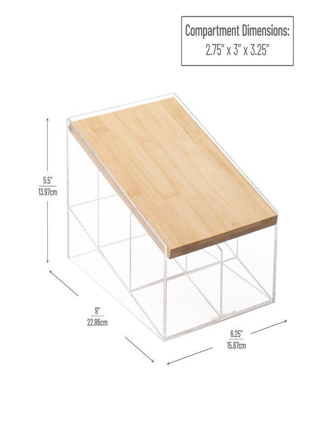 Mind Reader Tea Bag Organizer, Tea Station, Countertop Storage, Acrylic, 6.25" L x 9" W x 5.5" H, Brown - Image 3