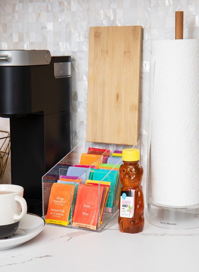 Mind Reader Tea Bag Organizer, Tea Station, Countertop Storage, Acrylic, 6.25" L x 9" W x 5.5" H, Brown - Image 2