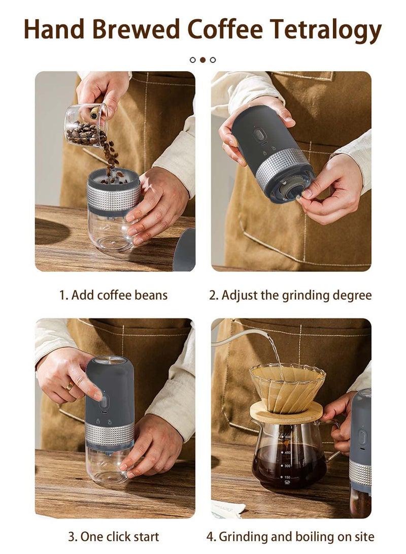 ايكي ايك مطحنة قهوة قابلة لإعادة الشحن، مطحنة حبوب القهوة الكهربائية، إعدادات طحن متعددة، مطحنة اسبريسو مع ثقب قابل للتعديل وغرفة قابلة للإزالة للمنزل/التخييم/السفر - Image 3