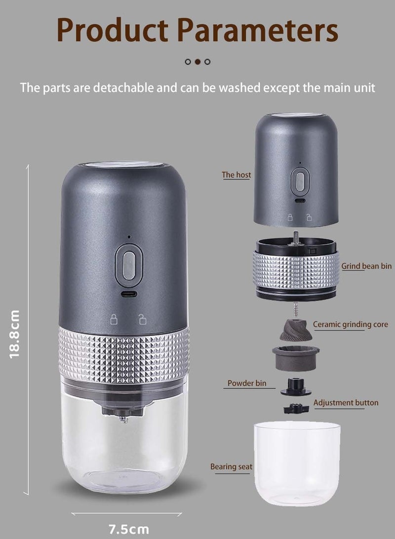 ايكي ايك مطحنة قهوة قابلة لإعادة الشحن، مطحنة حبوب القهوة الكهربائية، إعدادات طحن متعددة، مطحنة اسبريسو مع ثقب قابل للتعديل وغرفة قابلة للإزالة للمنزل/التخييم/السفر - Image 4