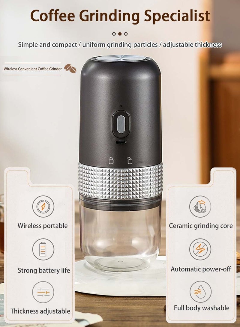 ايكي ايك مطحنة قهوة قابلة لإعادة الشحن، مطحنة حبوب القهوة الكهربائية، إعدادات طحن متعددة، مطحنة اسبريسو مع ثقب قابل للتعديل وغرفة قابلة للإزالة للمنزل/التخييم/السفر - Image 2