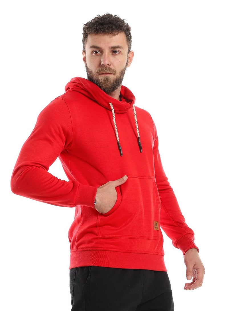 Caesar Mens Plain Hoodie With Leather Acssesory - Image 2