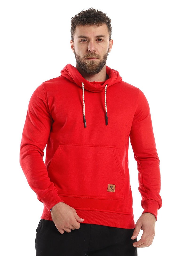 Caesar Mens Plain Hoodie With Leather Acssesory - Image 1