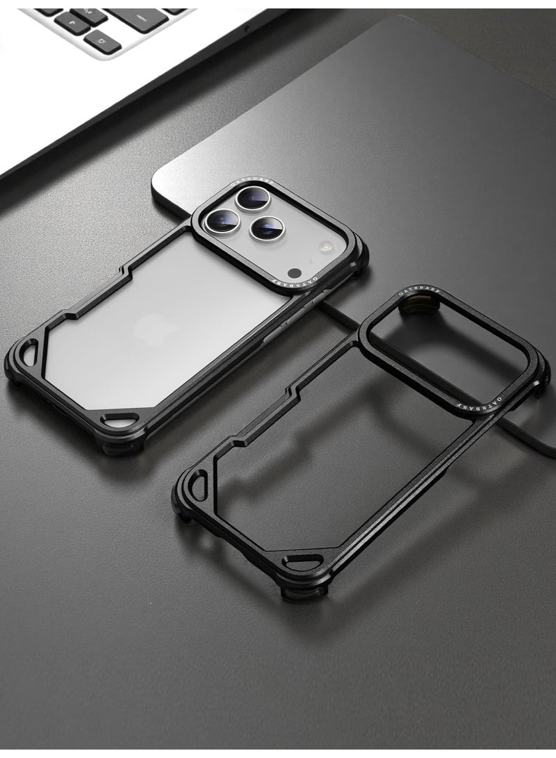Oatsbasf for iPhone 17 Pro Max Case, No Back Design, Aluminum Metal Frame, 4 Corner Shockproof Protection, Black - Image 2