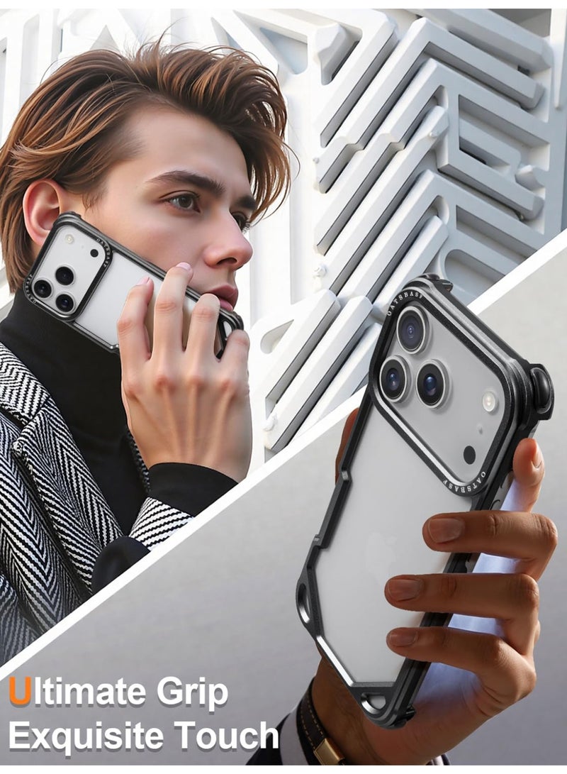 Oatsbasf for iPhone 17 Pro Max Case, No Back Design, Aluminum Metal Frame, 4 Corner Shockproof Protection, Black - Image 4